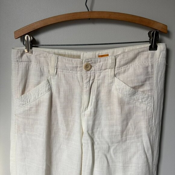 Anthropologie Pilcro and The Letterpress White Linen Cotton Pants Women's 6 - Picture 2 of 9